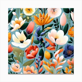 Floral Seamless Pattern 1 Canvas Print