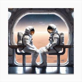 Two Astronauts Sitting In Space Canvas Print