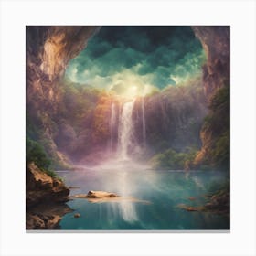 Waterfall In The Cave Canvas Print