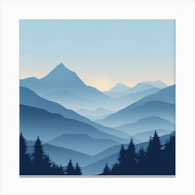 Misty mountains background in blue tone 18 Canvas Print