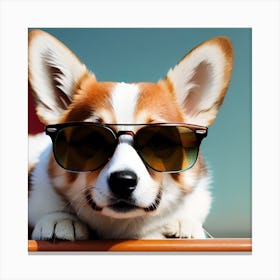 Corgi In Sunglasses 48 Canvas Print