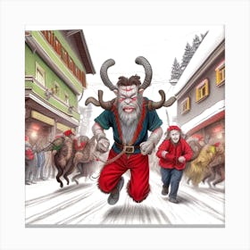 Santa'S Reindeer Canvas Print