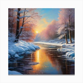 River In Winter Canvas Print