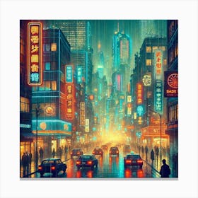 City At Night 1 Canvas Print