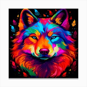 Colorful Wolf,Colorful wolf poster featuring the painting colorful wolf Canvas Print