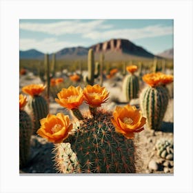 Portrait Perfect Orange Cactus Desert Art 0 Canvas Print