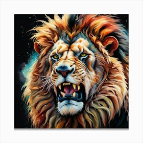 Lion roaring Canvas Print