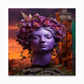 A Beautiful Purple Flower In A Dark Forest (1) (1) Canvas Print