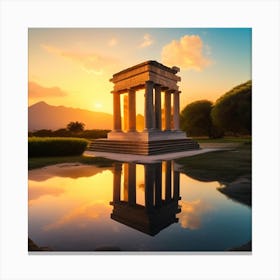 Sunset At The Temple Of Athena Canvas Print