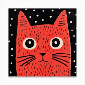 Red Polka Dot Cat 3 Canvas Print