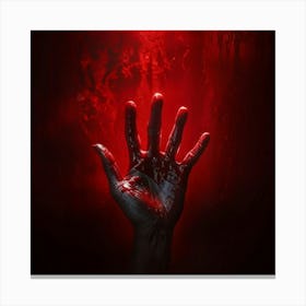 Bloody Handprint With A Sinister Texture Deep Red Hue Backlit By A Ghostly Glow Shadowy Surface Wh Canvas Print