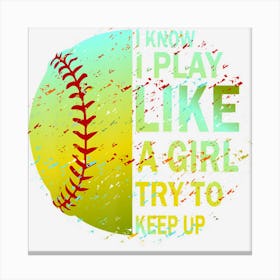 Softball Shirts For Girls Softball Canvas Print