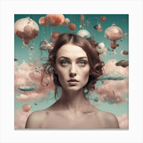 Girl With Clouds Canvas Print