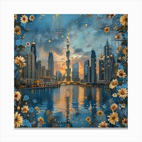 Sunset In Dubai, retro collage Canvas Print