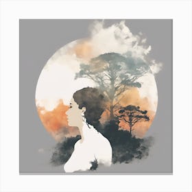 Woman In Silhouette Canvas Print