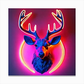 Neon Bio Luminescent Deer With Antlers Canvas Print