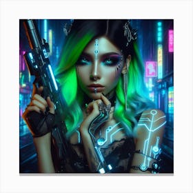 Futuristic Girl With Gun Canvas Print