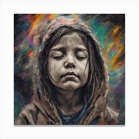 Little Girl With Eyes Closed Canvas Print