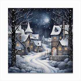 Snow-kissed Reverie: Seamless Christmas Ink Delight Canvas Print