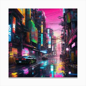 Neon City Art Canvas Print