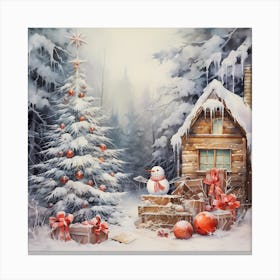 Knitted Snowscape Hues Canvas Print