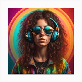 Headphones girl Canvas Print