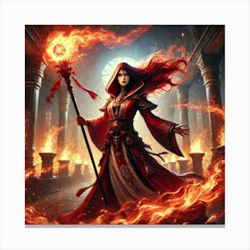 Priestess Kaida Crimson Flame Canvas Print