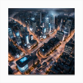 Cityscape At Night 1 Canvas Print