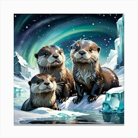 Otters In The Arctic Canvas Print