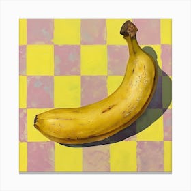 Banana Yellow Checkerboard 2 Canvas Print