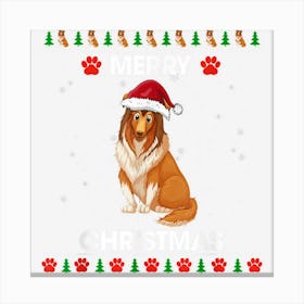 Shetland Sheepdog Christmas Santa Hat Dog Lover Ugly Sweater Canvas Print