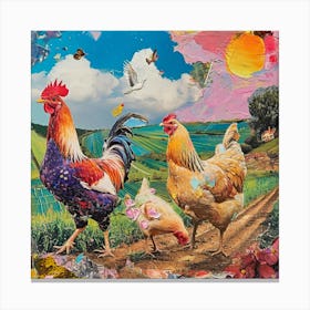 Kitsch Chicken Collage Canvas Print