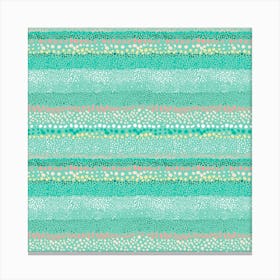 Little Textured Dots Green Square Canvas Print