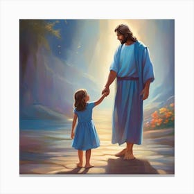 Jesus Christ is standing with 4yearold Canvas Print