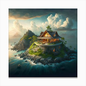Asian House On An Island Canvas Print