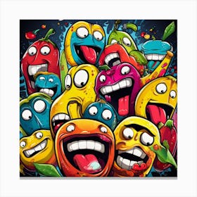 Cartoon Characters Graffiti Canvas Print