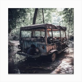 Old Jeep In The Jungle Canvas Print