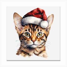 Bengal Cat In Santa Hat 6 Canvas Print