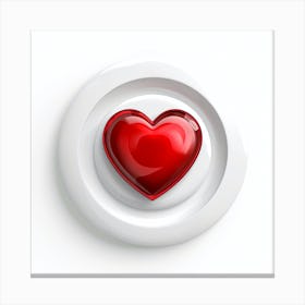 Red Heart Isolated On White Background Canvas Print