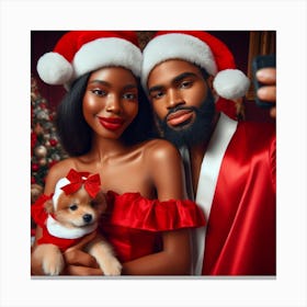 Couple In Santa Claus Canvas Print