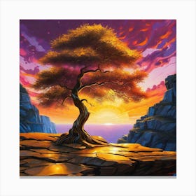 Lone Tree On The Cliff Canvas Print