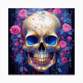 Skull With Roses Canvas Print