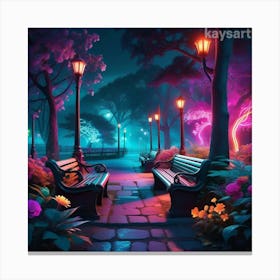 Night In The Park 1 Canvas Print