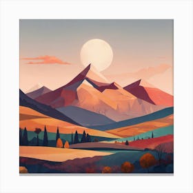 Boho Art Minimalist Landscape Mountains (4) Canvas Print