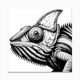 Chameleon Head - Abstract Line Art Illustration 80 Canvas Print