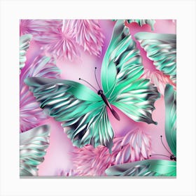 3d Butterflies On A Pink Background Canvas Print