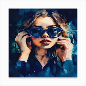 Watercolor Of A Woman Wearing Sunglasses Canvas Print