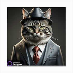 Boss / Mafia Cat In A Suit Canvas Print