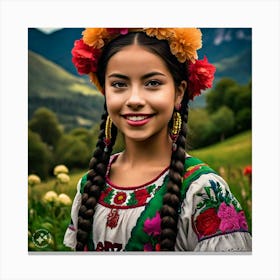 Girl with a flower crown Canvas Print