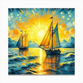 Starry Night Sailboats Canvas Print